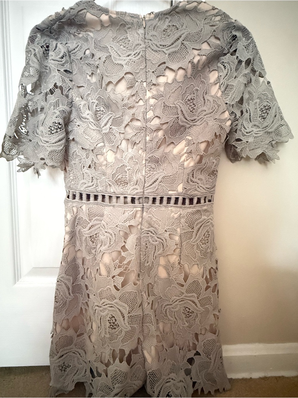 Astr Light Gray Lace Mini Dress